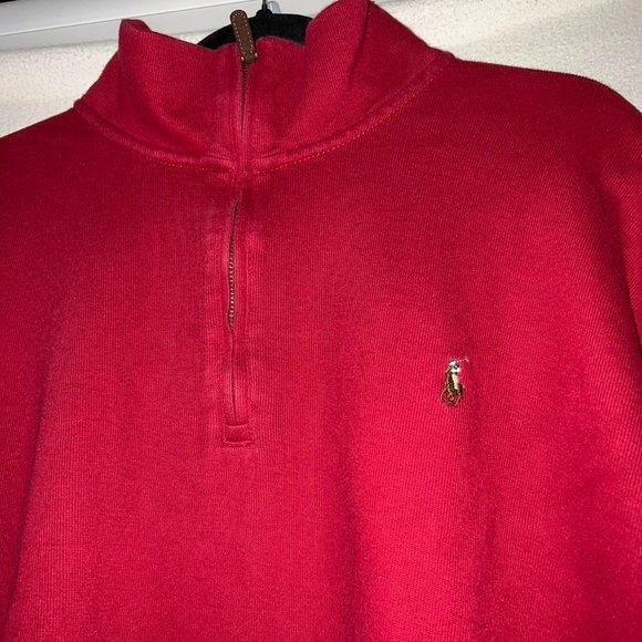 Polo Ralph Lauren Quarter Zip Sweater Knit Red Estate Rib Pullover Size 2XB - Picture 4 of 5